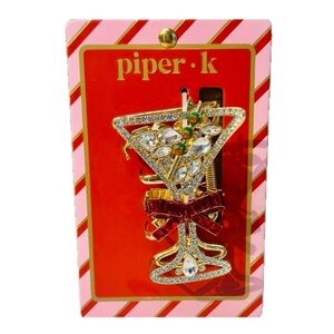NWT ⚜️♥️⚜️ Piper K Gorgeous Holiday Martini Metal Hair Claw Clip w rhinestones